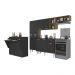 Cozinha Completa c/ Bancada Paris Multimóveis MP2044 Madeirada/Preta