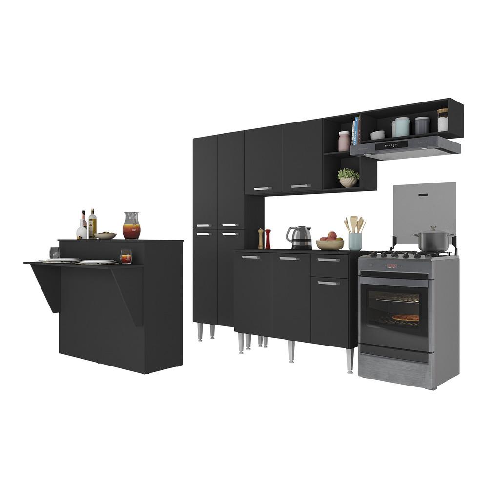 Cozinha Completa c/ Bancada Paris Multimóveis MP2044 Preta