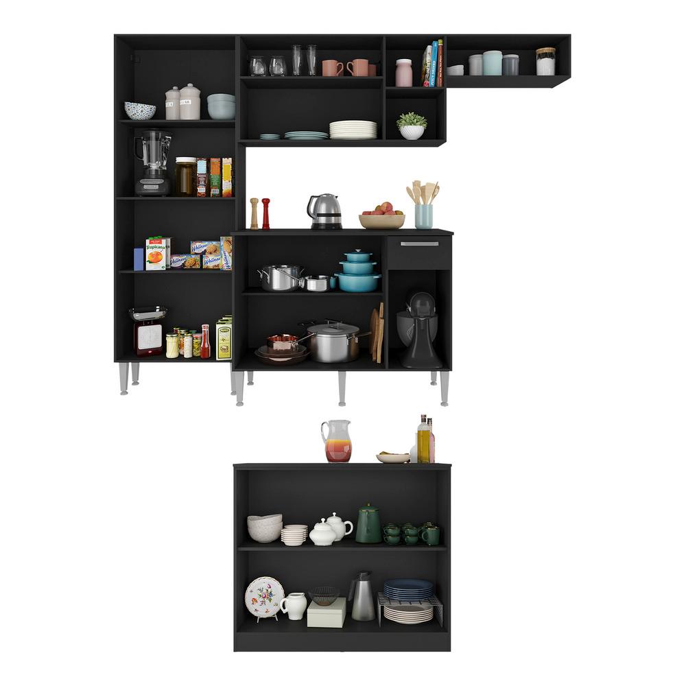 Cozinha Completa c/ Bancada Paris Multimóveis MP2044 Preta