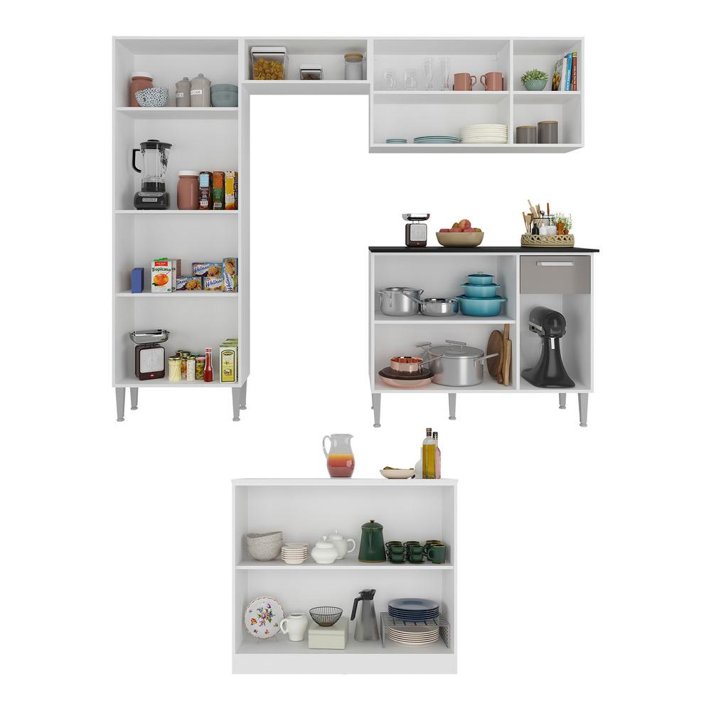 Cozinha Completa c/ Bancada Siena Multimóveis MP2040 Branca/Lacca Fumê