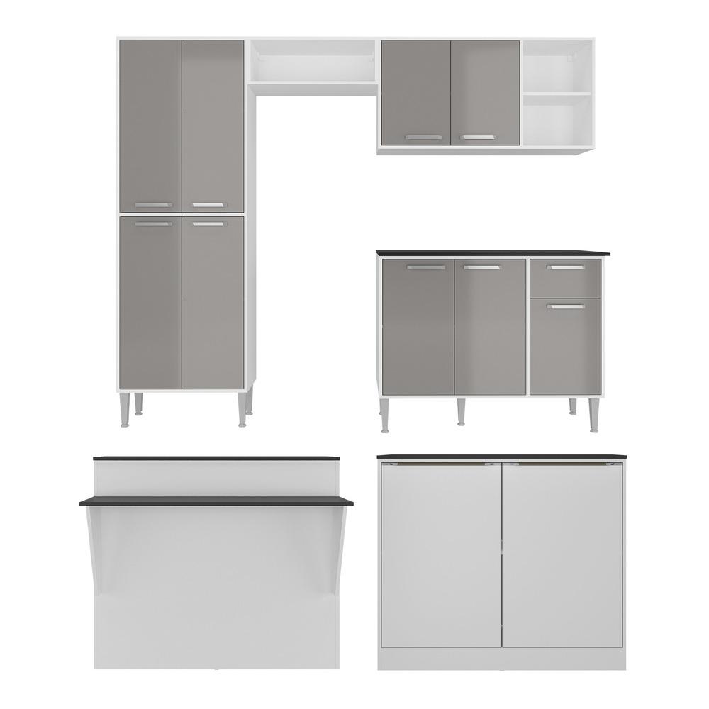 Cozinha Completa c/ Bancada Siena Multimóveis MP2040 Branca/Lacca Fumê