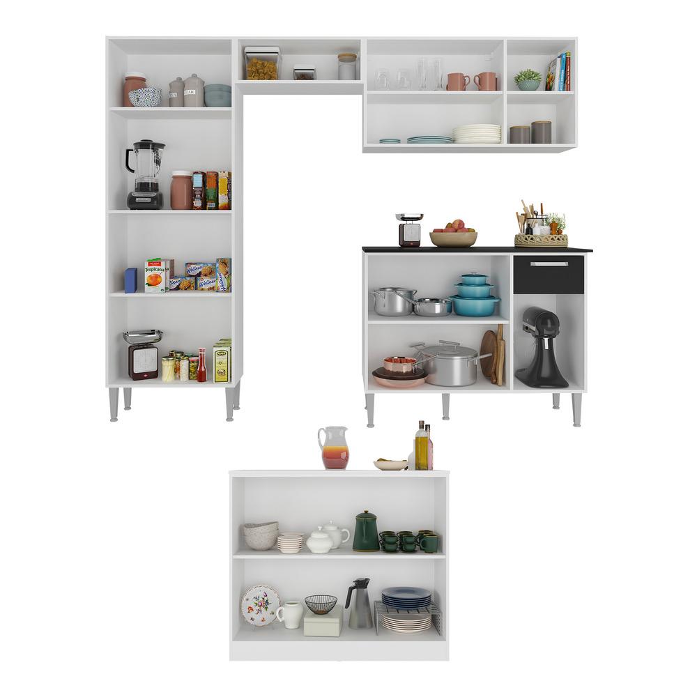 Cozinha Completa c/ Bancada Siena Multimóveis MP2040 Branca/Preta