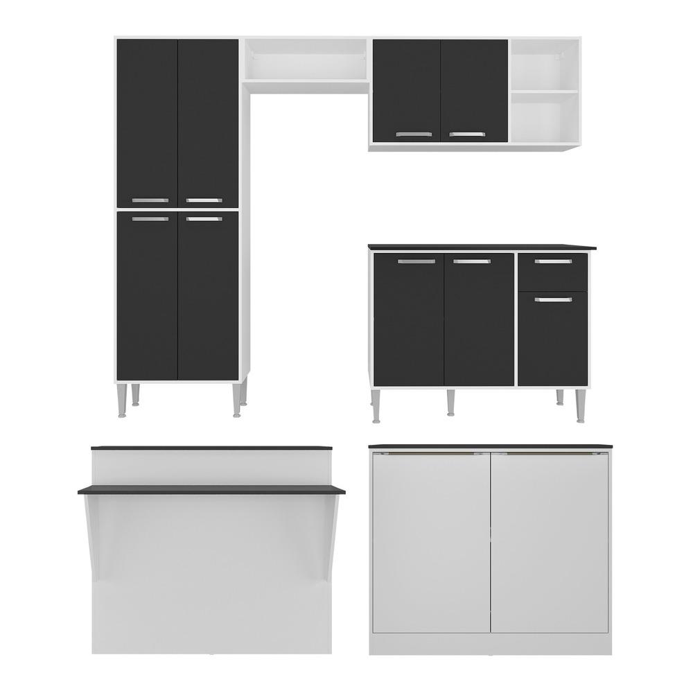 Cozinha Completa c/ Bancada Siena Multimóveis MP2040 Branca/Preta