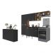 Cozinha Completa c/ Buffet/Aparador Paris Multimóveis MP2043 Madeirada/Preta