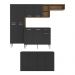 Cozinha Completa c/ Buffet/Aparador Paris Multimóveis MP2043 Madeirada/Preta