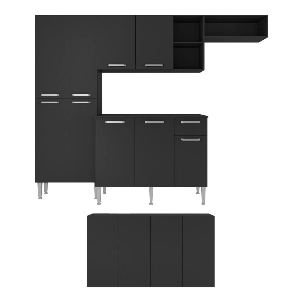 Cozinha Completa c/ Buffet/Aparador Paris Multimóveis MP2043 Preta