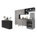 Cozinha Completa c/ Buffet/Aparador Paris Multimóveis MP2043 Preta/Lacca Fumê