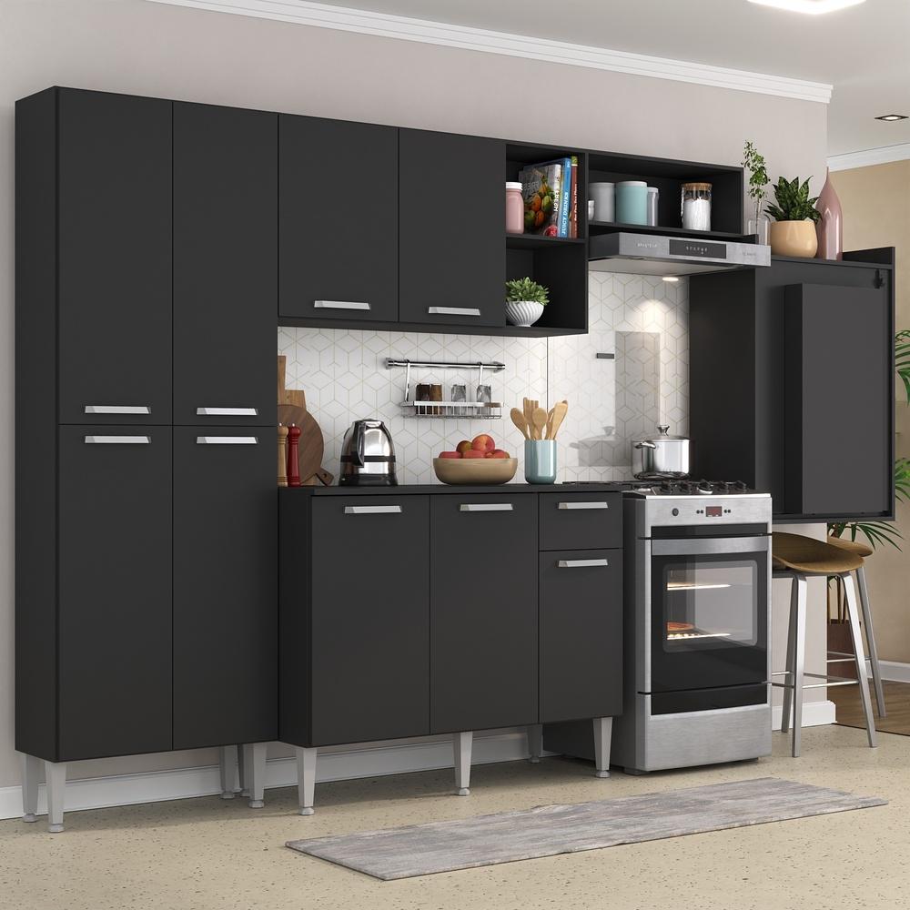Cozinha Completa c/ Mesa Dobrável Paris Multimóveis MP2042 Preta