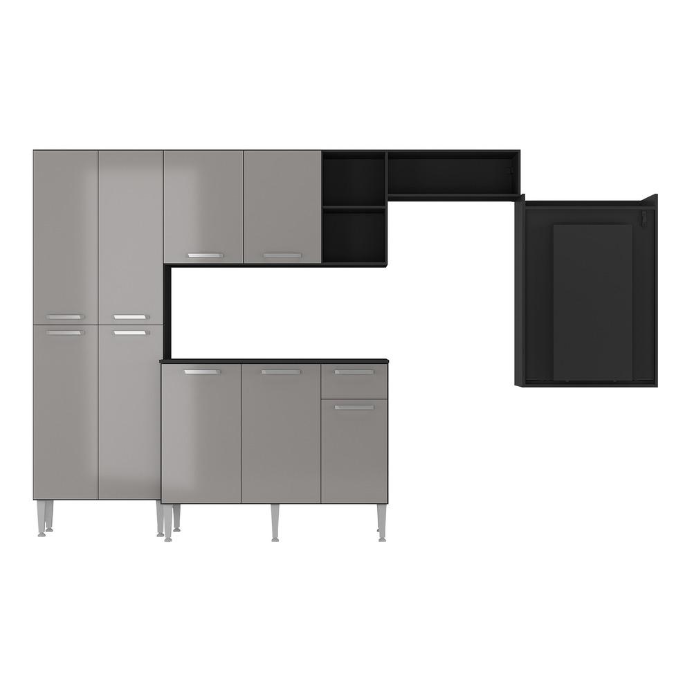Cozinha Completa c/ Mesa Dobrável Paris Multimóveis MP2042 Preta/Lacca Fumê