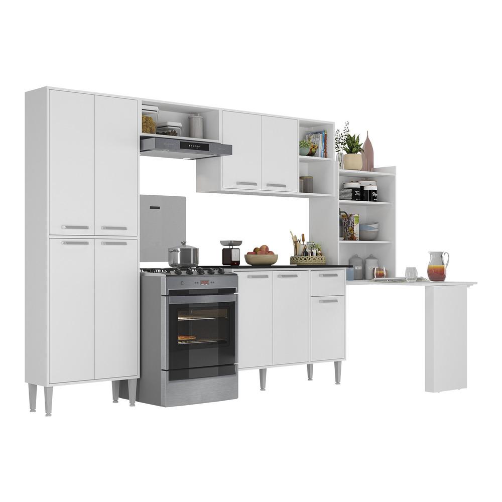 Cozinha Completa c/ Mesa Dobrável Siena Multimóveis MP2039 Branca