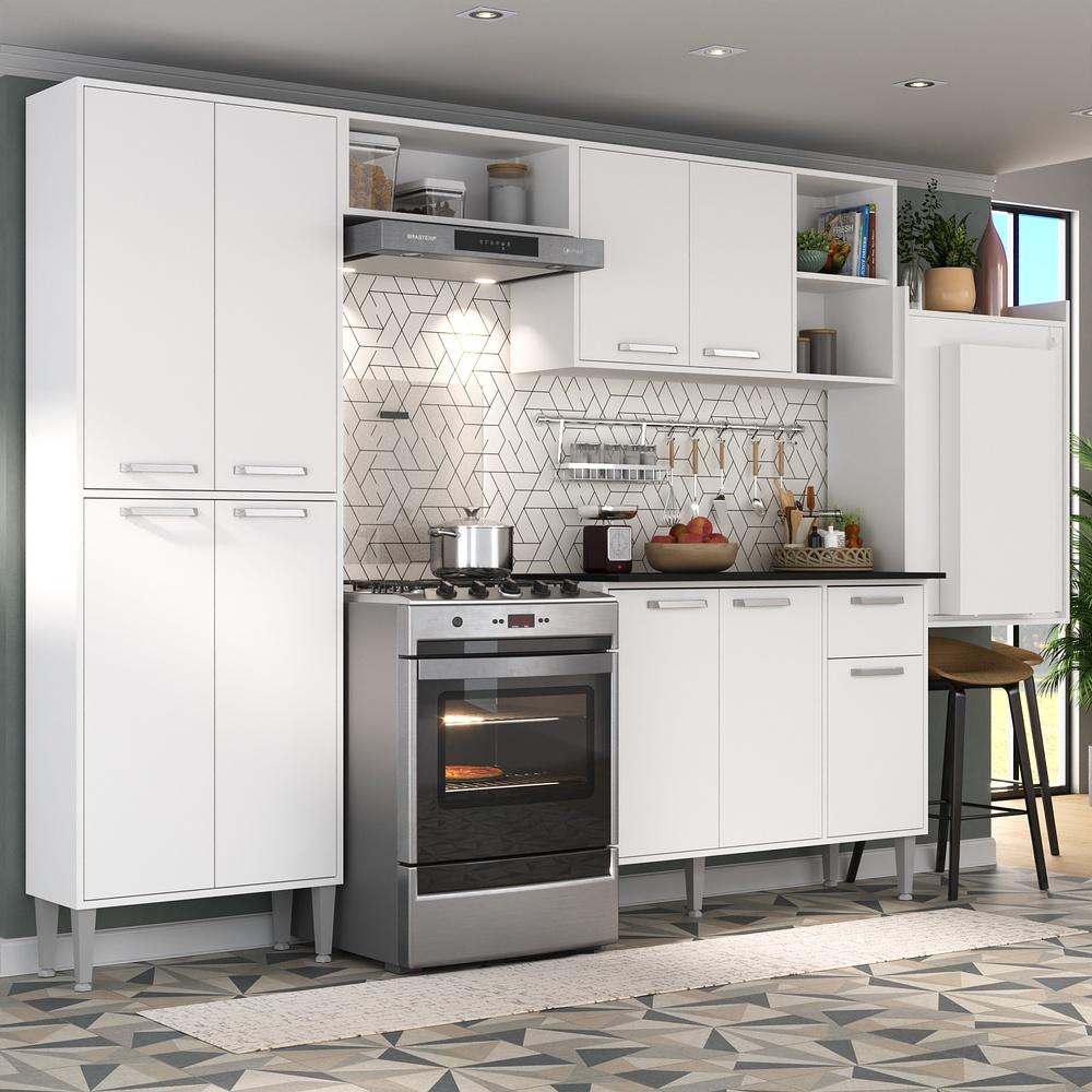 Cozinha Completa c/ Mesa Dobrável Siena Multimóveis MP2039 Branca