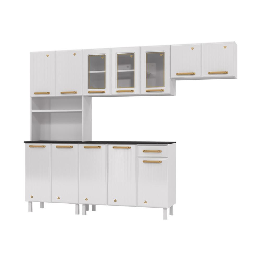 Cozinha Completa de Aço 4 Peças Armário para Forno/Micro e Balcão Multimóveis CR20371 Branco