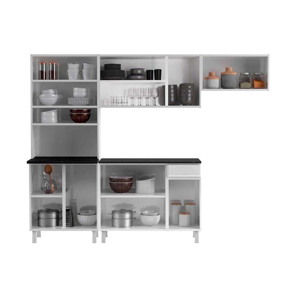 Cozinha Completa de Aço 4 Peças Armário para Forno/Micro e Balcão Multimóveis CR20371 Branco