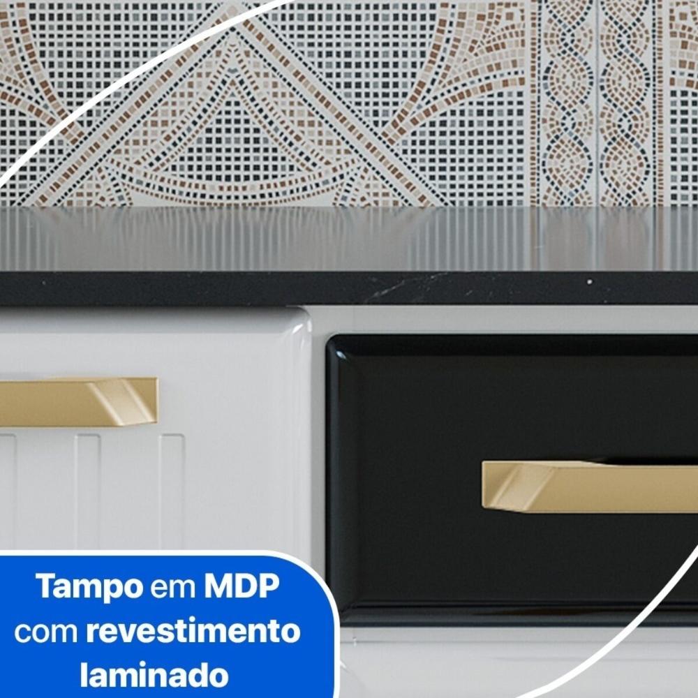 Cozinha Completa de Aço 4 Peças Armário para Forno/Micro e Balcão Multimóveis CR20371 Branco/Preto