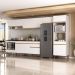 Cozinha Modulada Completa 357cm 6 Pçs com Balcão para Cooktop Veneza Multimóveis MP2272 Branco/Dourado