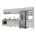 Cozinha Modulada Completa 357cm 6 Pçs com Balcão para Cooktop Veneza Multimóveis MP2272 Branco/Dourado