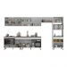 Cozinha Modulada Completa 357cm 6 Pçs com Balcão para Cooktop Veneza Multimóveis MP2272 Branco/Dourado