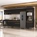 Cozinha Modulada Completa 357cm 6 Pçs com Balcão para Cooktop Veneza Multimóveis MP2272 Preto/Dourado