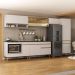 Cozinha Modulada Completa 357cm 6 Peças com Balcão para Cooktop Veneza Multimóveis MP2275 Branco/Dourado