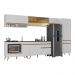 Cozinha Modulada Completa 357cm 6 Peças com Balcão para Cooktop Veneza Multimóveis MP2275 Branco/Dourado