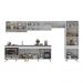 Cozinha Modulada Completa 357cm 6 Peças com Balcão para Cooktop Veneza Multimóveis MP2275 Branco/Dourado
