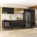 Cozinha Modulada Completa 357cm 6 Peças com Balcão para Cooktop Veneza Multimóveis MP2275 Preto/Dourado