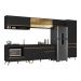 Cozinha Modulada Completa 357cm 6 Peças com Balcão para Cooktop Veneza Multimóveis MP2275 Preto/Dourado