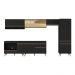 Cozinha Modulada Completa 357cm 6 Peças com Balcão para Cooktop Veneza Multimóveis MP2275 Preto/Dourado