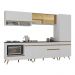 Cozinha Modulada Completa Compacta 287cm com Balcão para Cooktop Veneza Multimóveis MP2267 Branco/Dourado