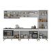 Cozinha Modulada Completa Compacta 287cm com Balcão para Cooktop Veneza Multimóveis MP2267 Branco/Dourado