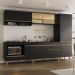 Cozinha Modulada Completa Compacta 287cm com Balcão para Cooktop Veneza Multimóveis MP2267 Preto/Dourado