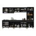 Cozinha Modulada Completa Compacta 287cm com Balcão para Cooktop Veneza Multimóveis MP2267 Preto/Dourado