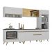 Cozinha Modulada Completa Compacta 287cm com Balcão para Cooktop Veneza Multimóveis MP2269 Branco/Dourado