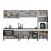 Cozinha Modulada Completa Compacta 287cm com Balcão para Cooktop Veneza Multimóveis MP2269 Branco/Dourado