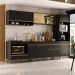 Cozinha Modulada Completa Compacta 287cm com Balcão para Cooktop Veneza Multimóveis MP2269 Preto/Dourado