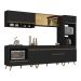 Cozinha Modulada Completa Compacta 287cm com Balcão para Cooktop Veneza Multimóveis MP2269 Preto/Dourado