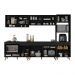 Cozinha Modulada Completa Compacta 287cm com Balcão para Cooktop Veneza Multimóveis MP2269 Preto/Dourado