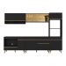 Cozinha Modulada Completa Compacta 287cm com Balcão para Cooktop Veneza Multimóveis MP2269 Preto/Dourado