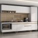 Cozinha Modulada Completa Compacta 5 Pçs com Balcão para Cooktop Veneza Multimóveis MP2266 Branco/Dourado
