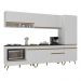 Cozinha Modulada Completa Compacta 5 Pçs com Balcão para Cooktop Veneza Multimóveis MP2266 Branco/Dourado