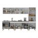 Cozinha Modulada Completa Compacta 5 Pçs com Balcão para Cooktop Veneza Multimóveis MP2266 Branco/Dourado