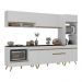 Cozinha Modulada Completa Compacta 5 Pçs com Balcão para Cooktop Veneza Multimóveis MP2268 Branco/Dourado