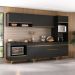 Cozinha Modulada Completa Compacta 5 Pçs com Balcão para Cooktop Veneza Multimóveis MP2268 Preto/Dourado