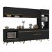 Cozinha Modulada Completa Compacta 5 Pçs com Balcão para Cooktop Veneza Multimóveis MP2268 Preto/Dourado