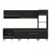 Cozinha Modulada Completa Compacta 5 Pçs com Balcão para Cooktop Veneza Multimóveis MP2268 Preto/Dourado