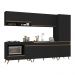 Cozinha Modulada Completa Compacta 5 Pçs com Balcão para Cooktop Veneza Multimóveis MP2270 Preto/Dourado