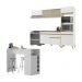 Cozinha Modulada com Bancada Americana Veneza Multimóveis MP2208 Branco/Dourado