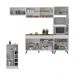 Cozinha Modulada com Bancada Americana Veneza Multimóveis MP2208 Branco/Preto