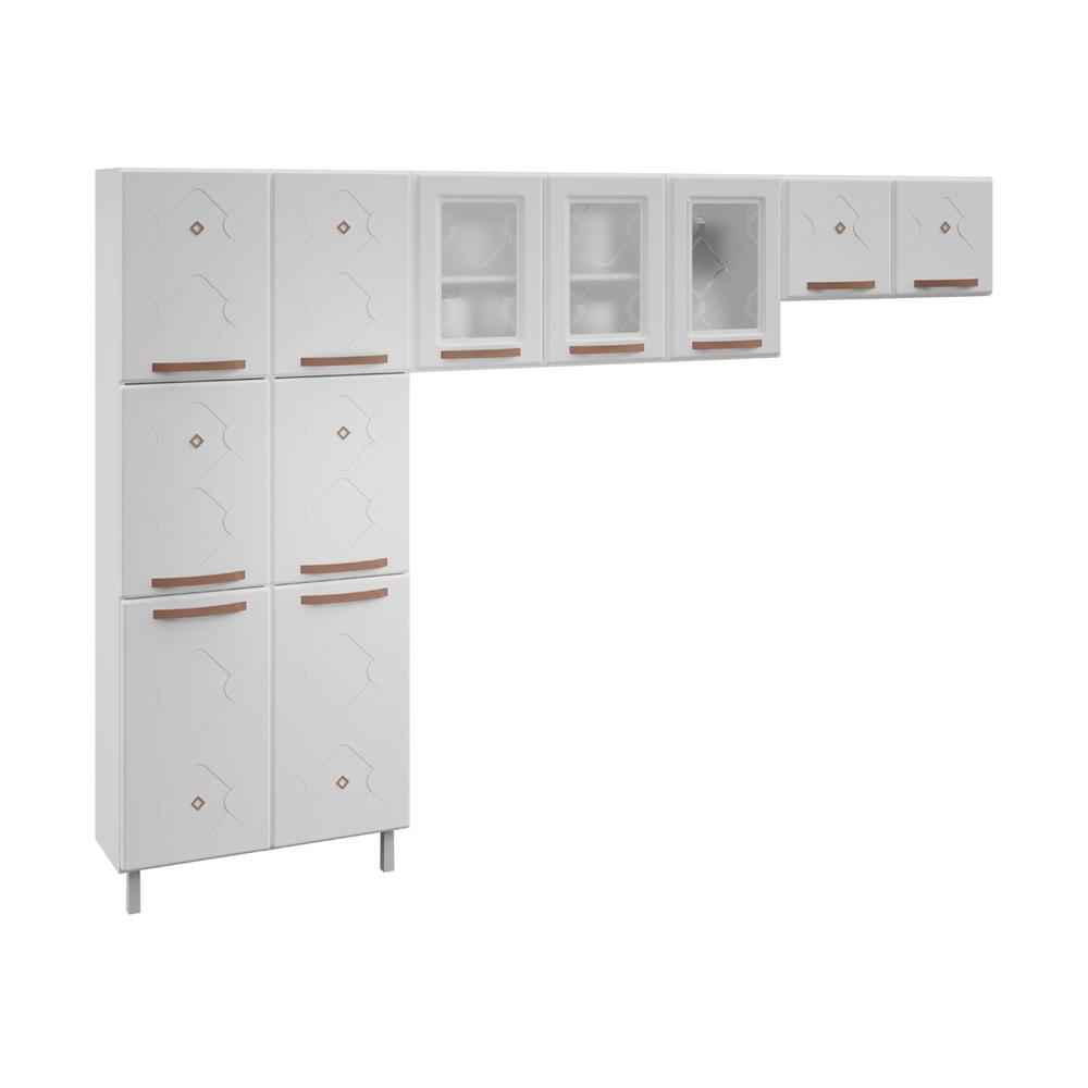 Cozinha de Aço Compacta 3 Peças Regina Multimóveis Glass CR6134 Branco