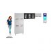 Cozinha de Aço Compacta 3 Peças Regina Multimóveis Glass CR6135 Branco/Preto